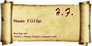 Haas Fülöp névjegykártya